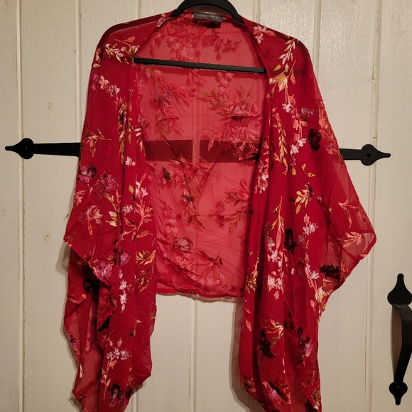 Vince Camuto Other - Vince Camuto Vibrant Red Floral Swim Coverup
